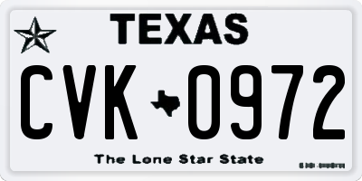 TX license plate CVK0972