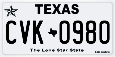 TX license plate CVK0980