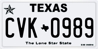 TX license plate CVK0989