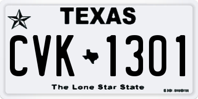 TX license plate CVK1301