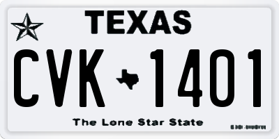TX license plate CVK1401