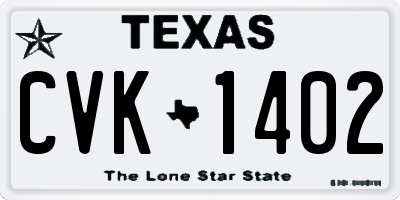 TX license plate CVK1402