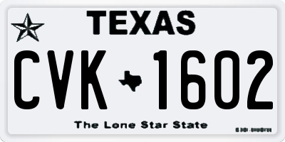 TX license plate CVK1602