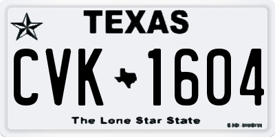 TX license plate CVK1604