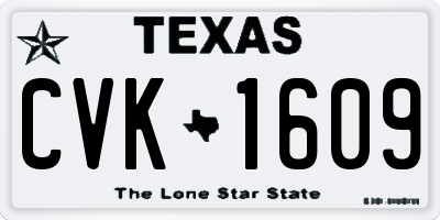 TX license plate CVK1609