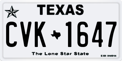 TX license plate CVK1647