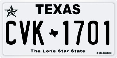TX license plate CVK1701