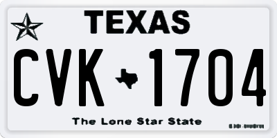 TX license plate CVK1704