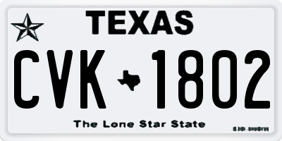 TX license plate CVK1802