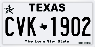TX license plate CVK1902