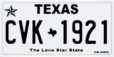 TX license plate CVK1921