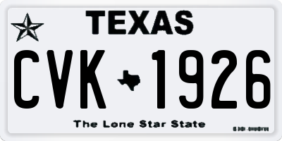 TX license plate CVK1926