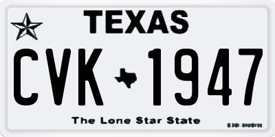 TX license plate CVK1947