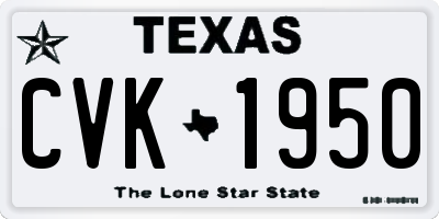 TX license plate CVK1950