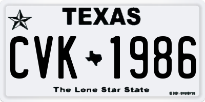TX license plate CVK1986