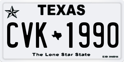 TX license plate CVK1990