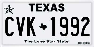 TX license plate CVK1992