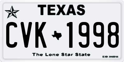 TX license plate CVK1998