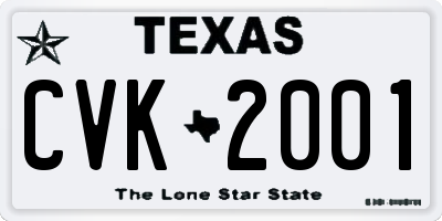 TX license plate CVK2001
