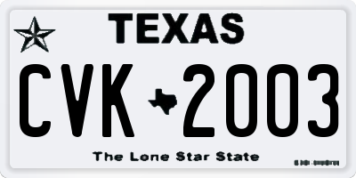 TX license plate CVK2003