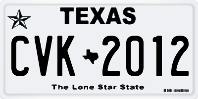 TX license plate CVK2012