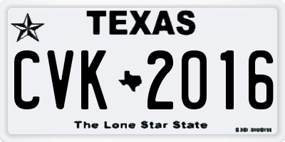 TX license plate CVK2016