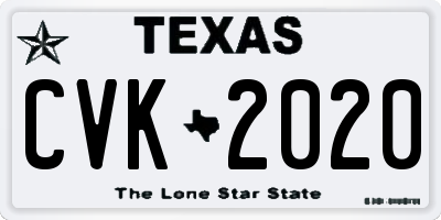 TX license plate CVK2020