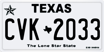 TX license plate CVK2033
