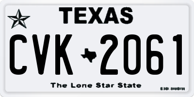 TX license plate CVK2061