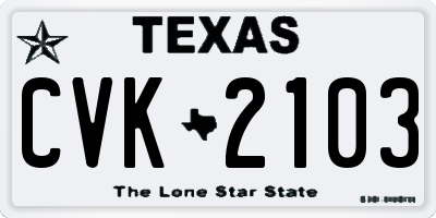 TX license plate CVK2103