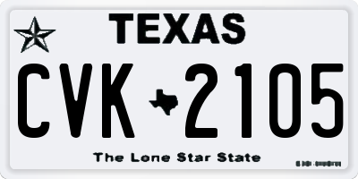 TX license plate CVK2105