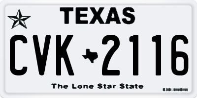 TX license plate CVK2116