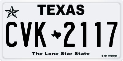 TX license plate CVK2117