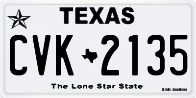 TX license plate CVK2135