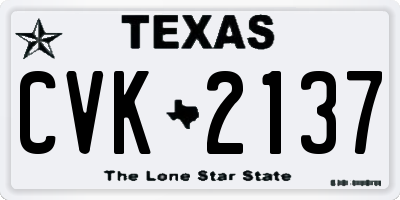 TX license plate CVK2137