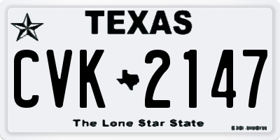 TX license plate CVK2147