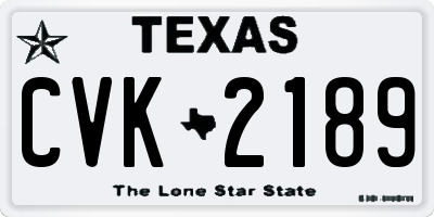 TX license plate CVK2189