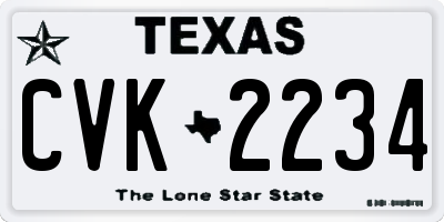 TX license plate CVK2234