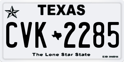 TX license plate CVK2285