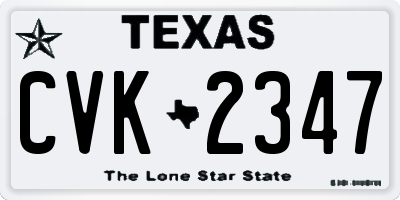 TX license plate CVK2347