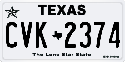 TX license plate CVK2374