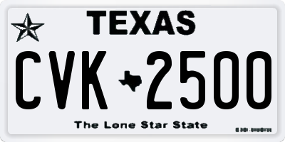 TX license plate CVK2500