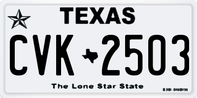 TX license plate CVK2503