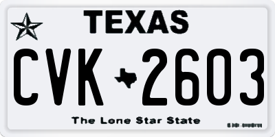 TX license plate CVK2603