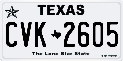 TX license plate CVK2605