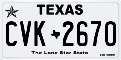 TX license plate CVK2670
