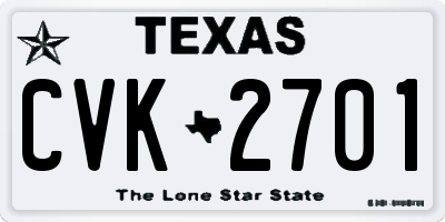 TX license plate CVK2701