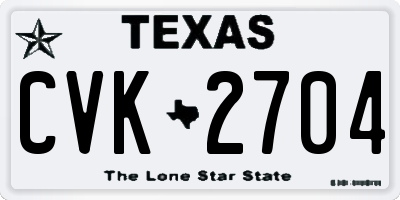 TX license plate CVK2704