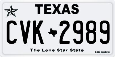 TX license plate CVK2989