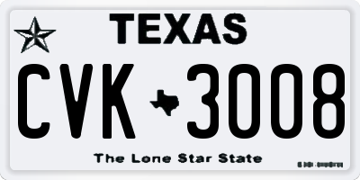 TX license plate CVK3008